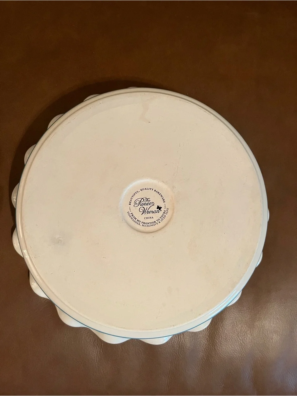 The Pioneer Woman Blue and White Floral Ruffled Ceramic Pie Dish